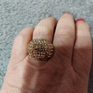 Heidi Daus Dome Ring in Champagne Color Crystals size 7